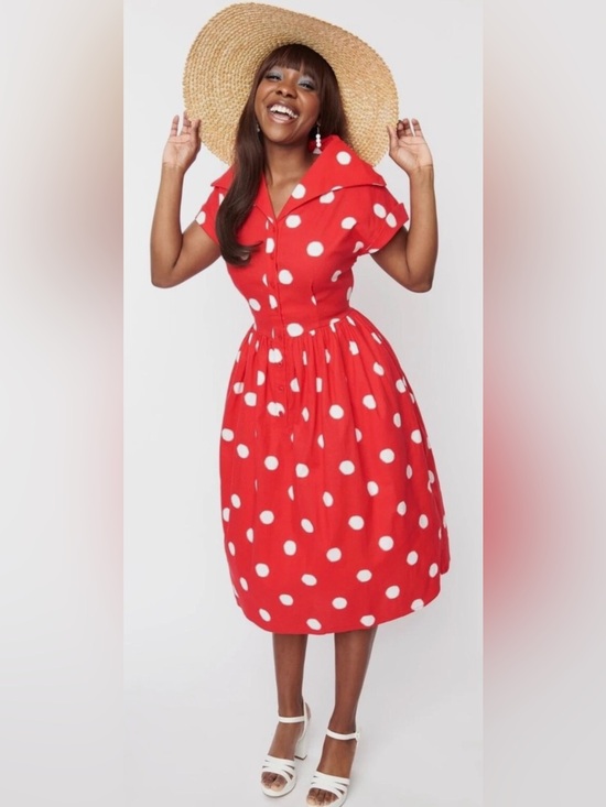 Collectif Dresses & Skirts - Collectif Red and White Polka Dot Vintage-Style Dress